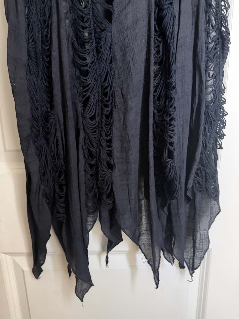 Black Boho Macramé Fringe Maxi Dress cover up whimsigoth one size grunge - Picture 2 of 6